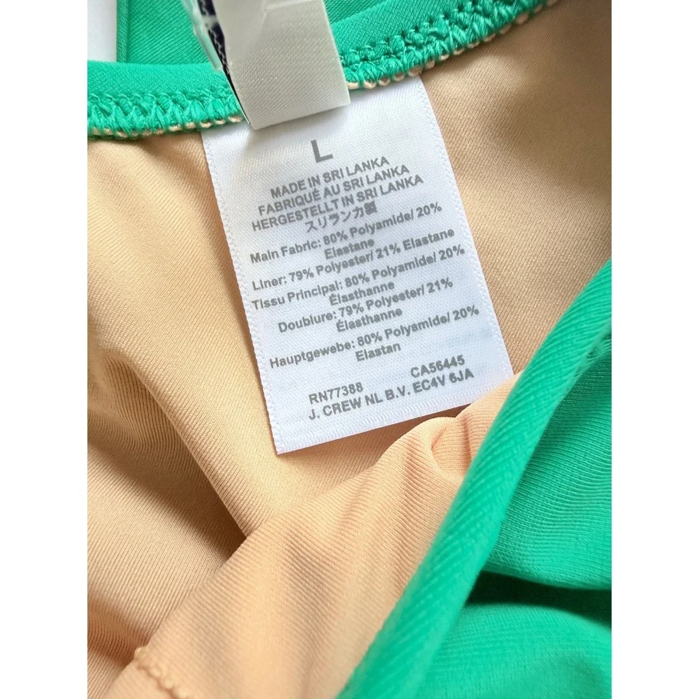 J.Crew One-shoulder bow bikini top Green Large NWT